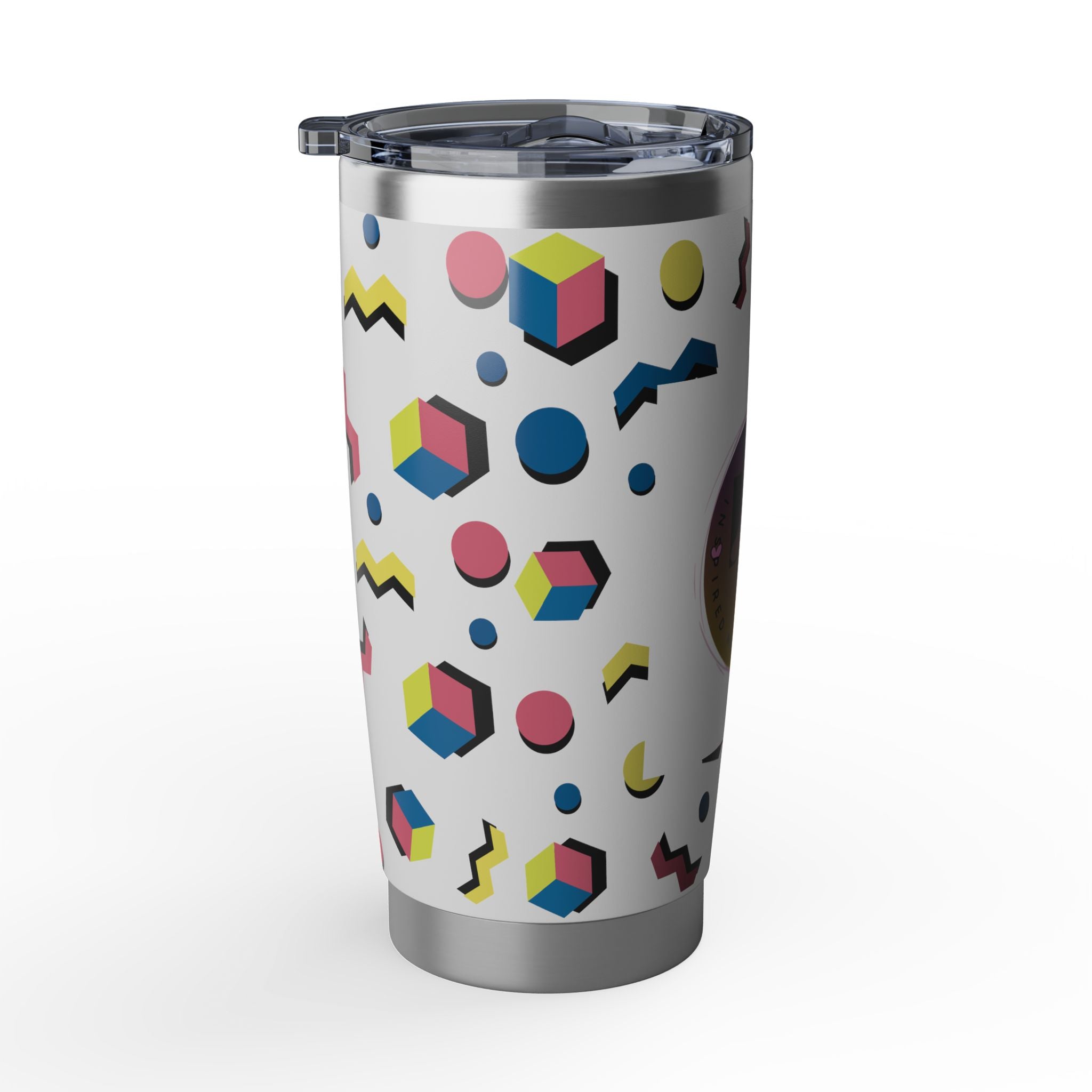 20oz Tumbler — Retro 80s Memphis Pattern Insulated Travel Cup