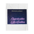 Opportunities Are Endless Velveteen Plush Blanket | Inspirational Neon Script Galaxy
