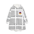 Polka Dot Grid Hooded Blanket | Black White Dot Sherpa Hoodie Blanket