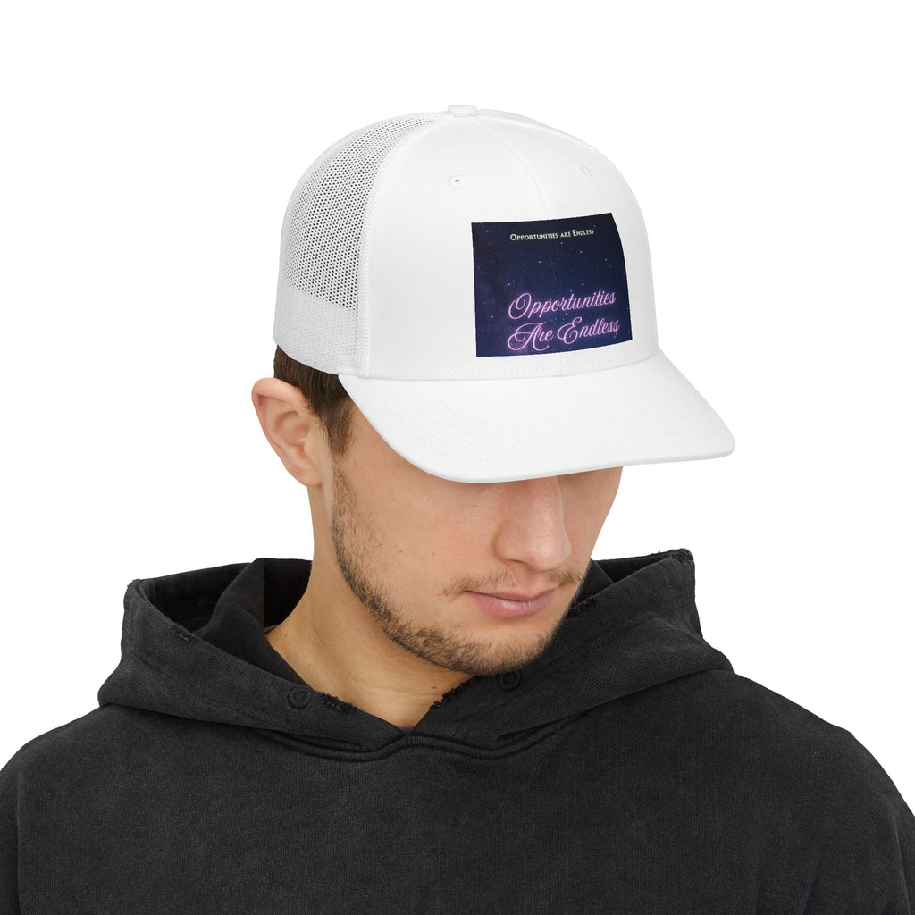 Opportunities Are Endless Snapback Cap | Trucker Mesh Hat, Inspirational Script