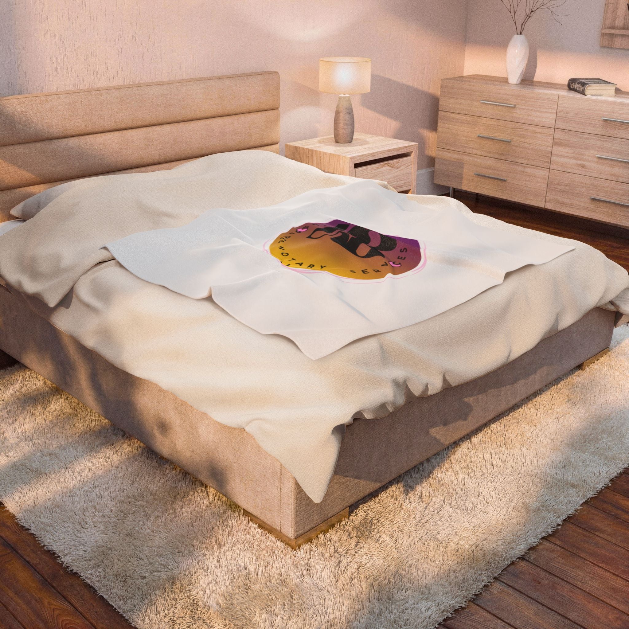 Gradient Circle Logo Velveteen Plush Blanket | Ombre Notary Services Emblem