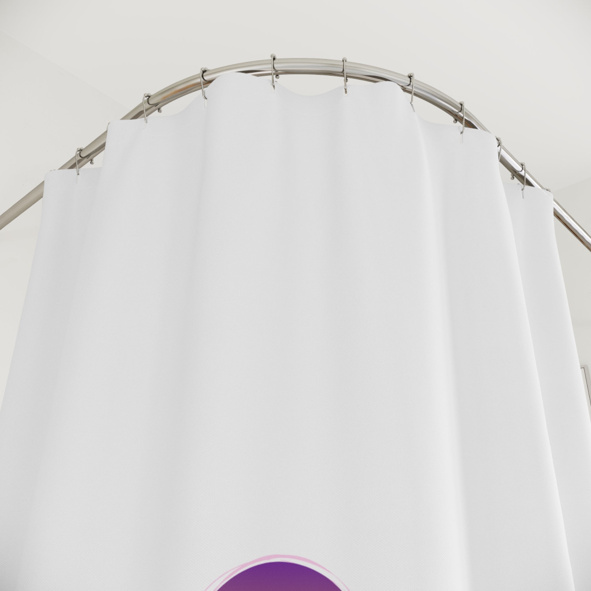 Purple Gradient Logo Shower Curtain | Minimal Circle Emblem