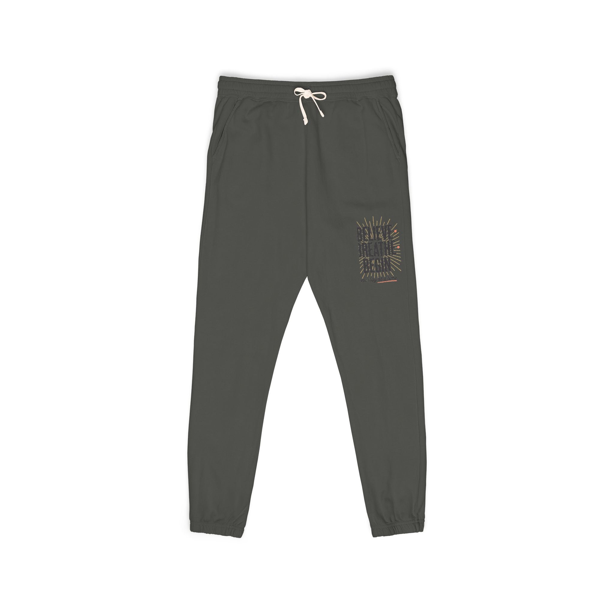 Cozy Vintage Graphic Sweatpants — 'Good Vibes Only' Pocket Print