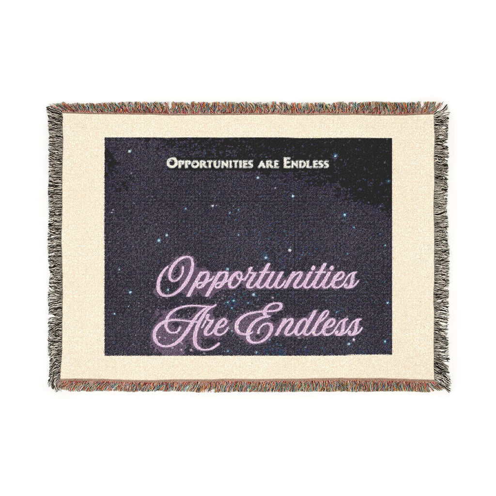 Opportunities Are Endless Woven Blanket | Retro Neon Script, Starry Night Throw