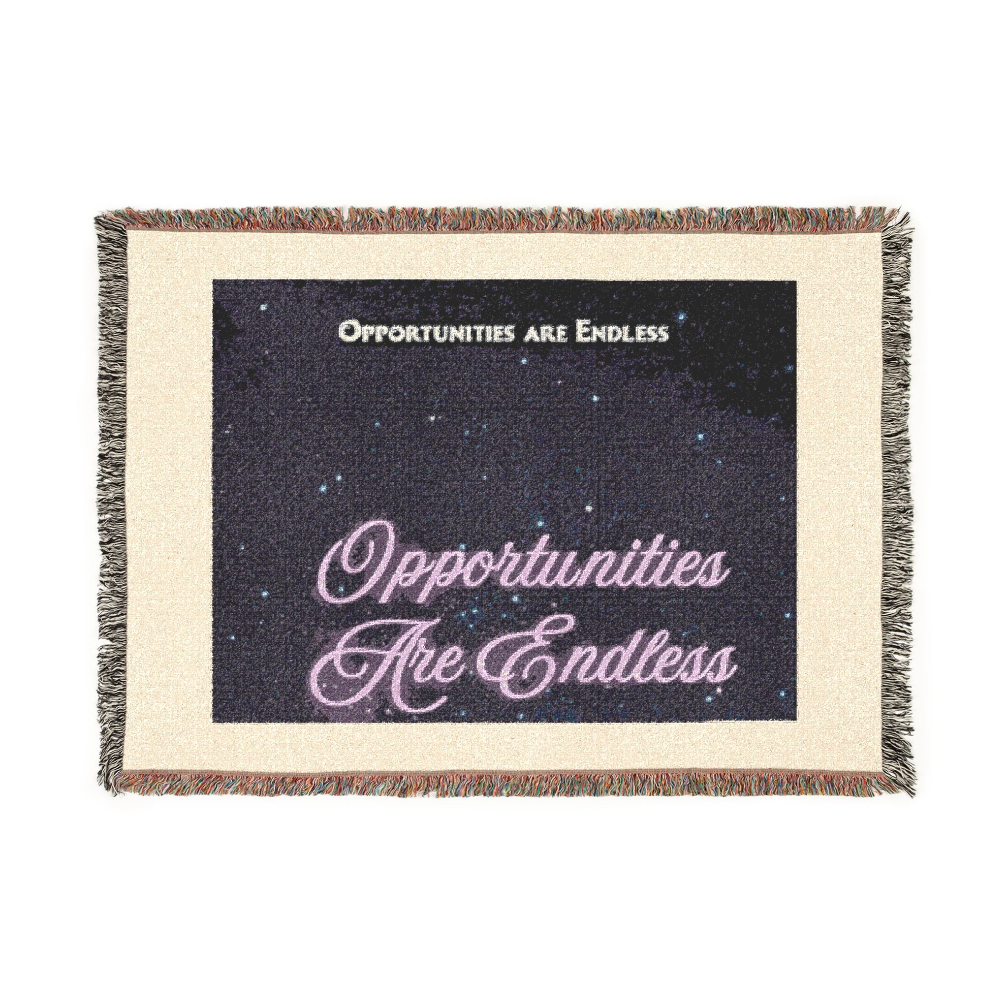 Opportunities Are Endless Woven Blanket | Retro Neon Script, Starry Night Throw