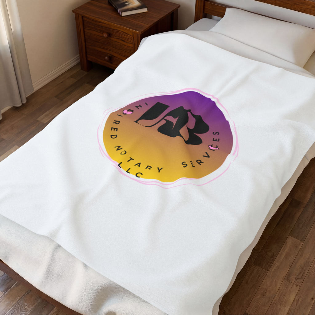 Gradient Circle Logo Velveteen Plush Blanket | Ombre Notary Services Emblem