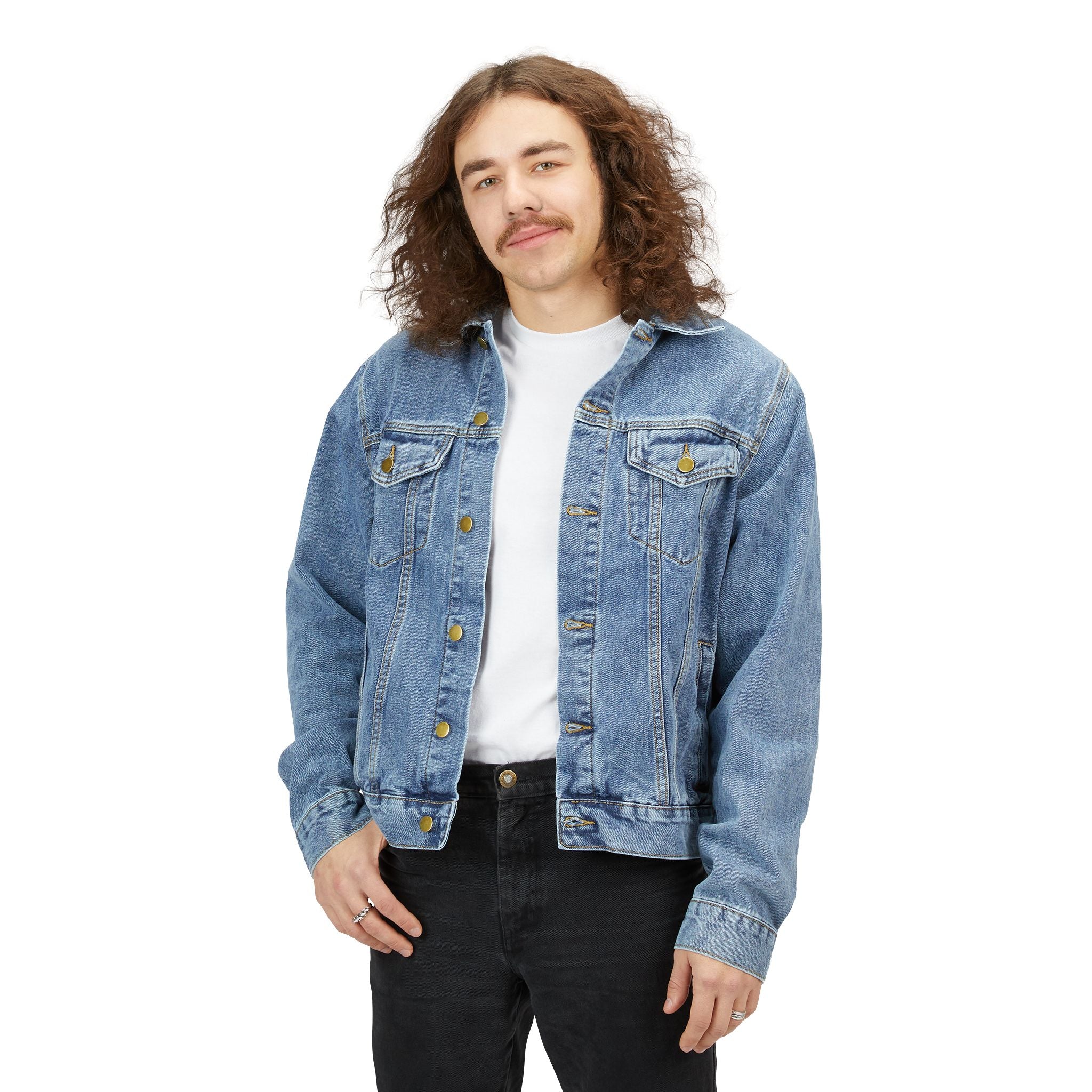 Sunset Circle Logo Denim Jacket | Retro Gradient Circle Design