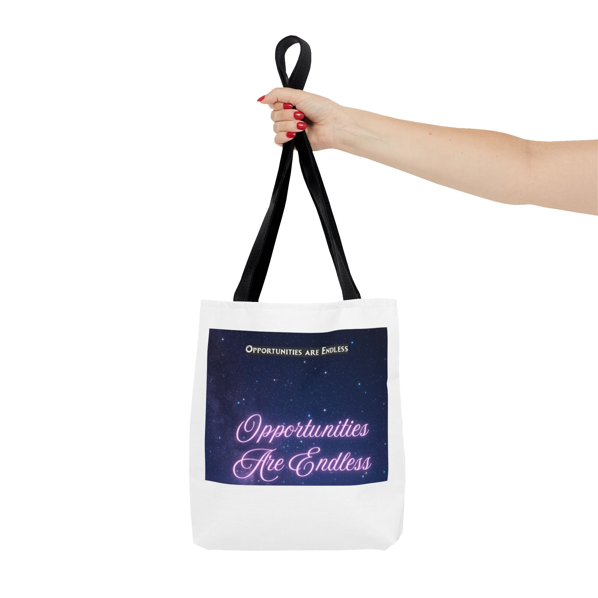Opportunities Are Endless tote bag | Motivational Quote, Starry Night Design