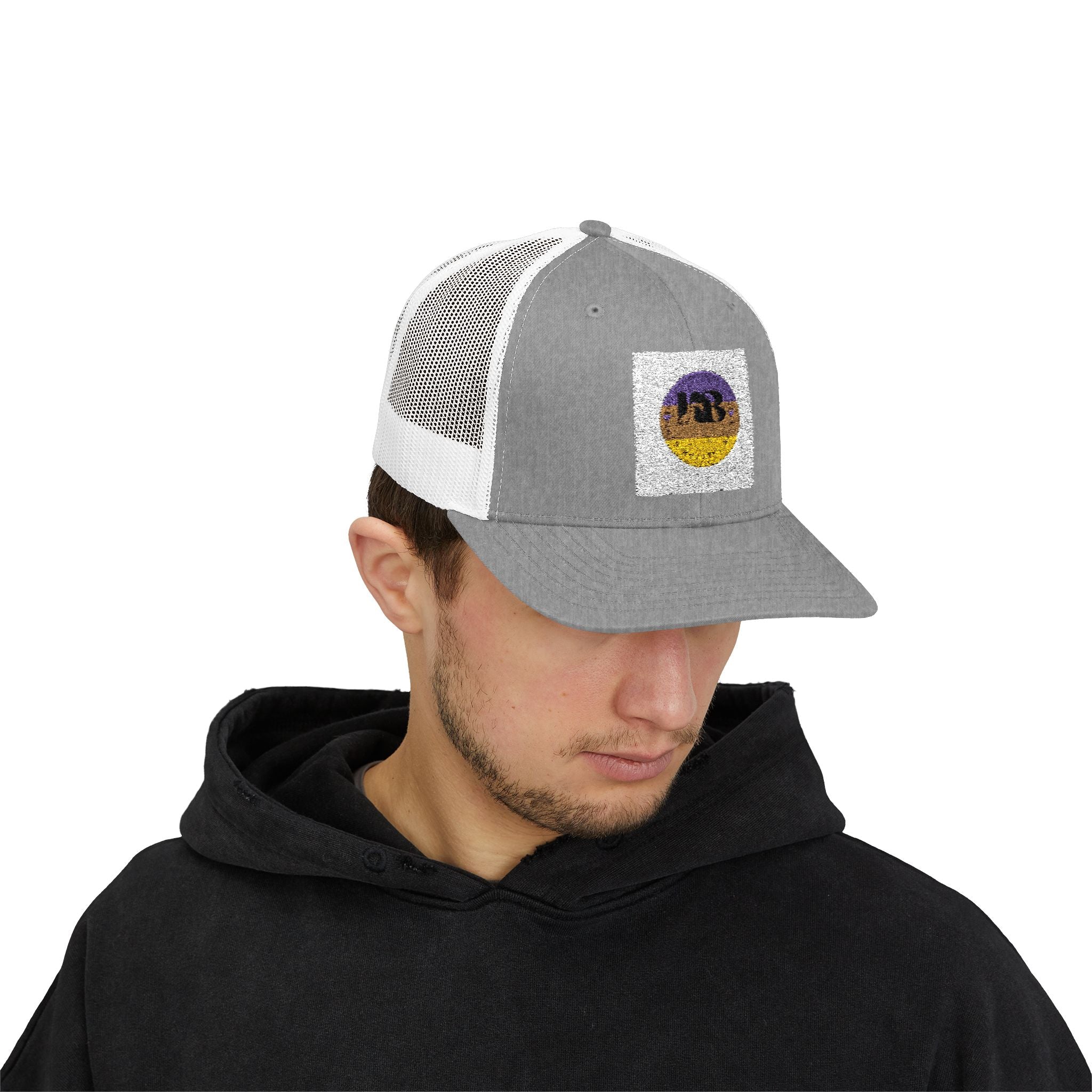 Desert Sunset Mountain Scene Snapback Cap | Trucker Hat, Retro Landscape