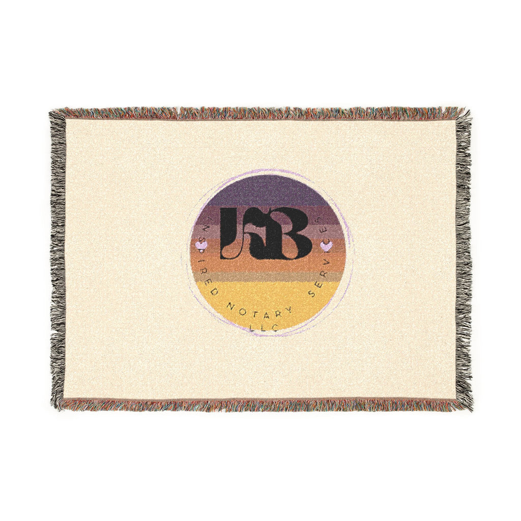Retro Sunset Logo Woven Blanket | Circular Badge Design, Vintage Beach Vibes