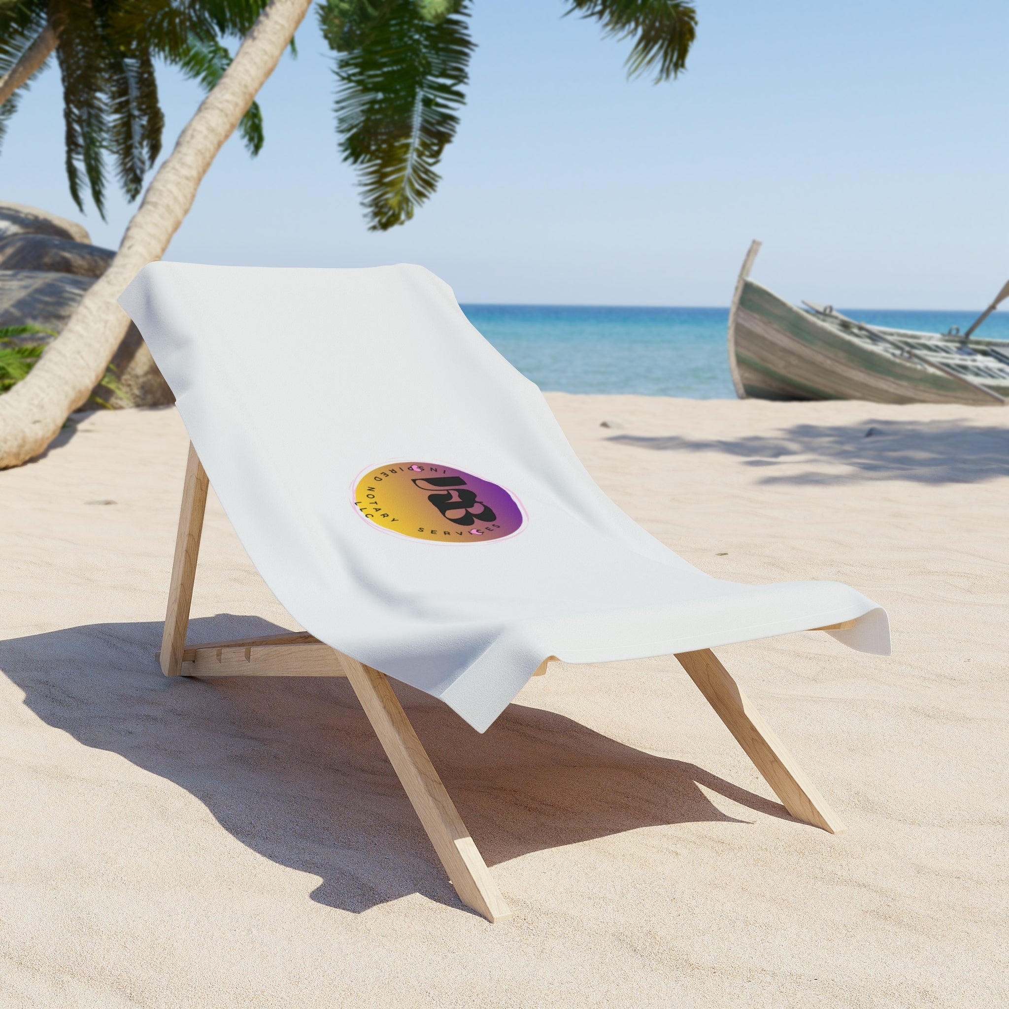 Sunset Circle Logo Beach Towel | Gradient Purple Orange Emblem