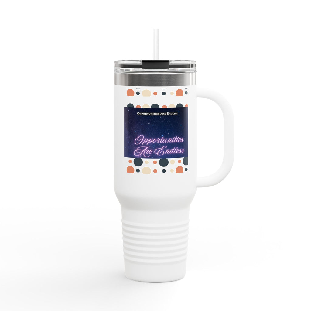 40oz Insulated Travel Mug — 'Opportunities Are Endless' Motivational Galaxy Design