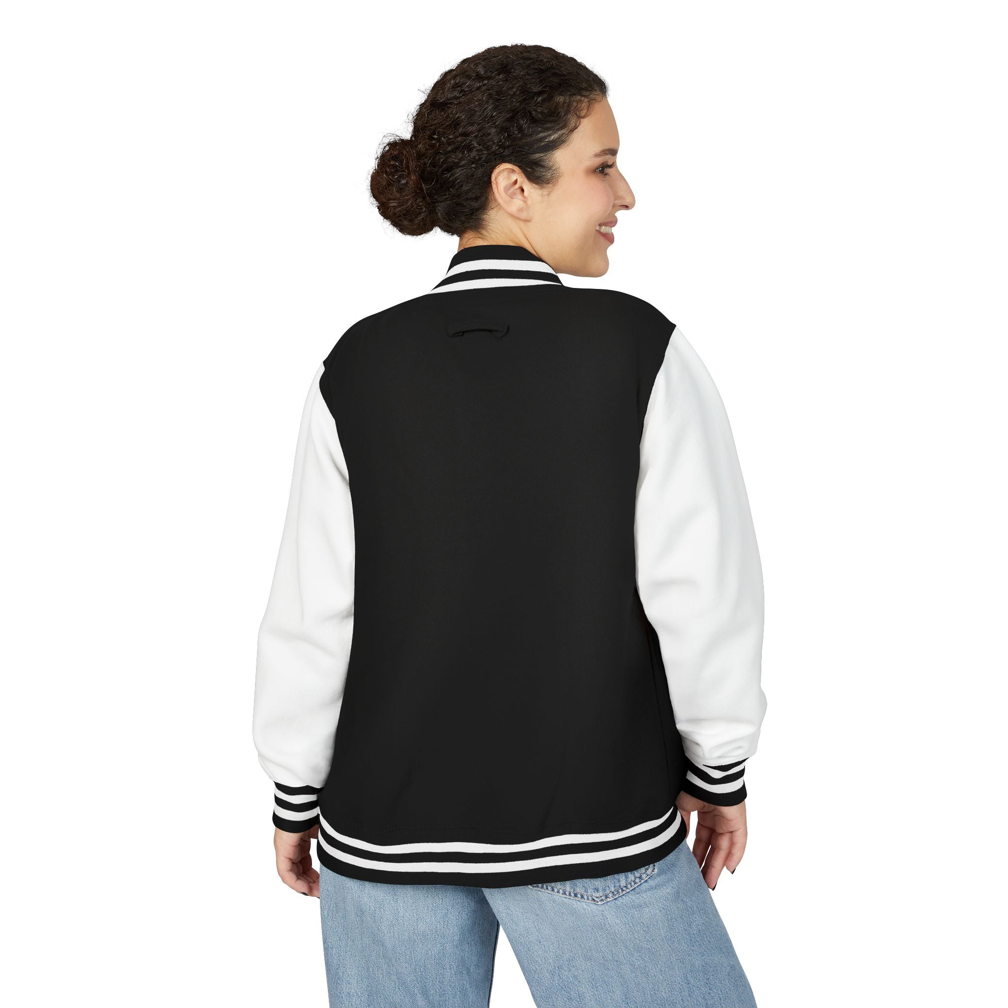 Purple Smiley Face Patch Letterman Jacket | Retro Emoji Varsity Jacket