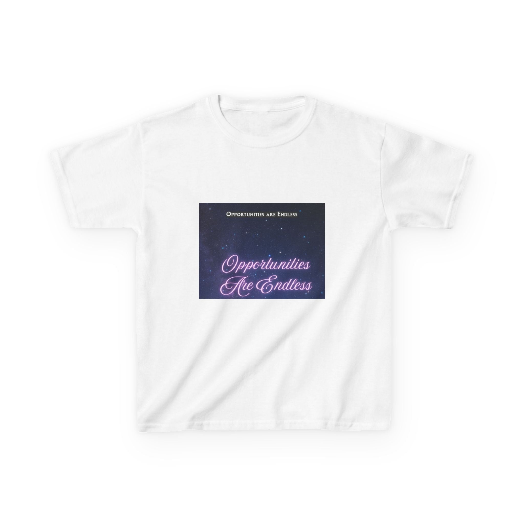 Opportunities Are Endless Kids Tee | Motivational Quote, Purple Script