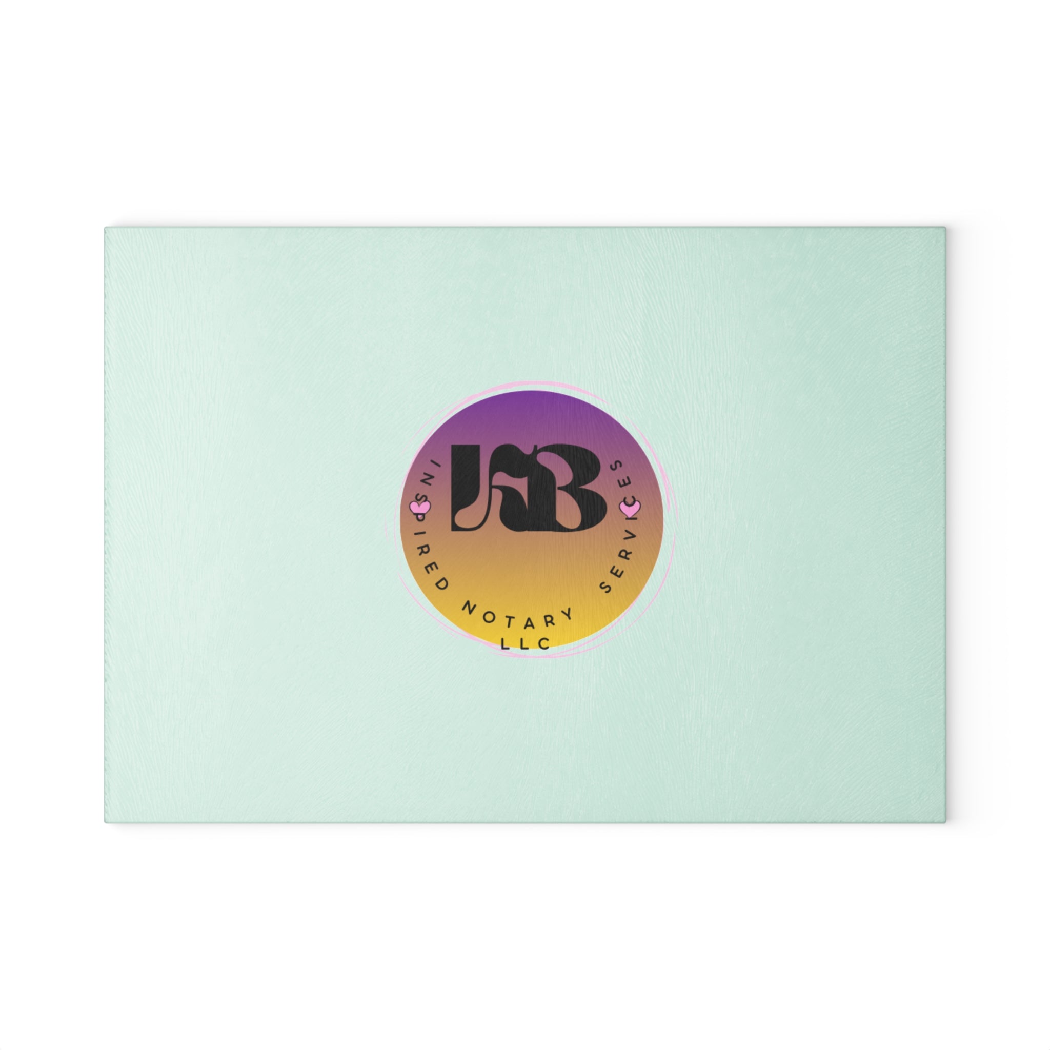 Gradient Round Logo Glass Cutting Board | Pastel Ombre Notary Emblem