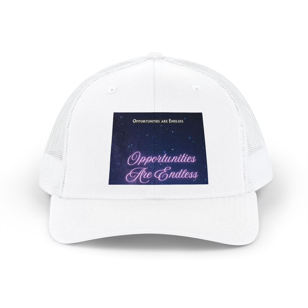Opportunities Are Endless Snapback Cap | Trucker Mesh Hat, Inspirational Script
