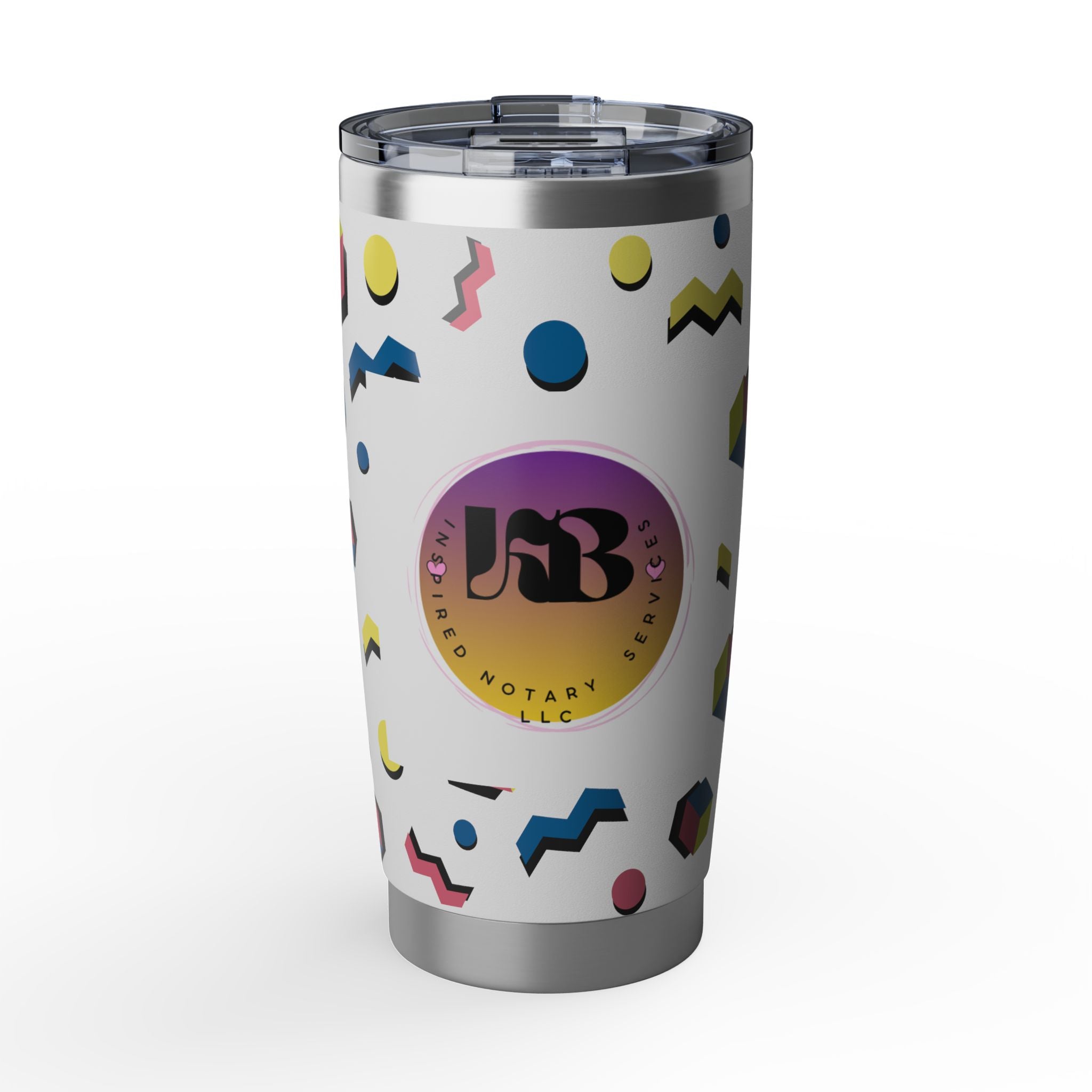 20oz Tumbler — Retro 80s Memphis Pattern Insulated Travel Cup