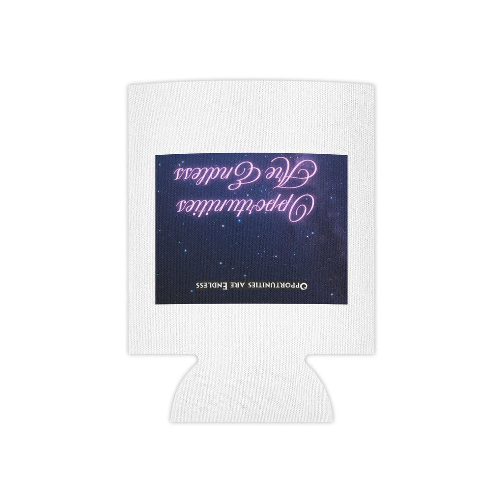 Opportunities Are Endless Can Cooler | Beverage Koozie, Neon Script Galaxy
