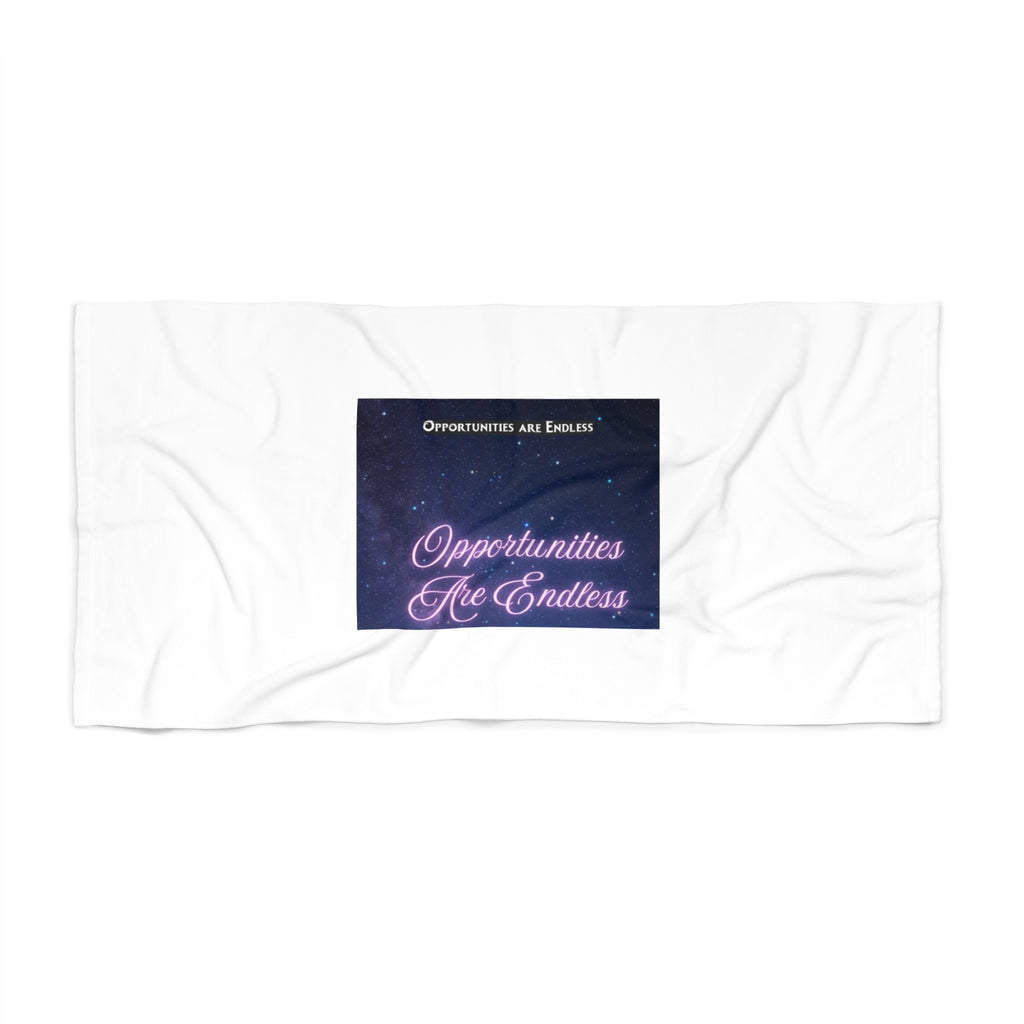 Opportunities Are Endless Beach Towel | Inspirational Neon Script