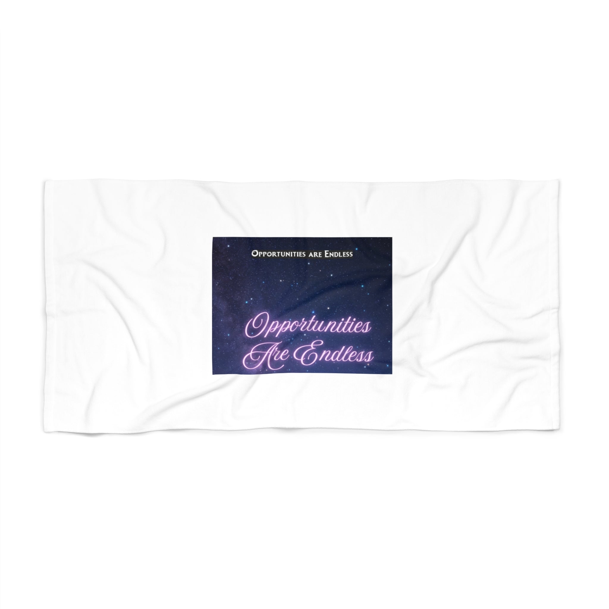 Opportunities Are Endless Beach Towel | Inspirational Neon Script