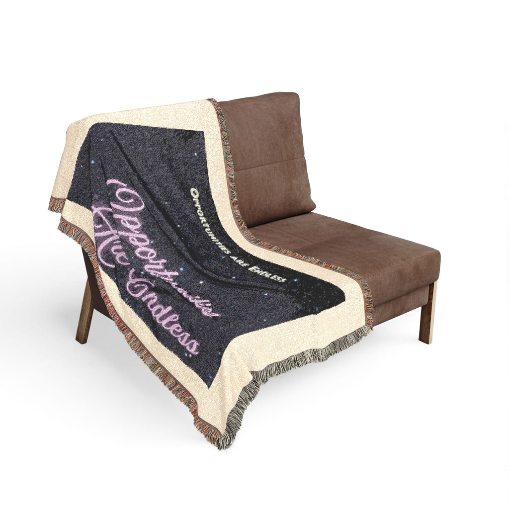 Opportunities Are Endless Woven Blanket | Retro Neon Script, Starry Night Throw
