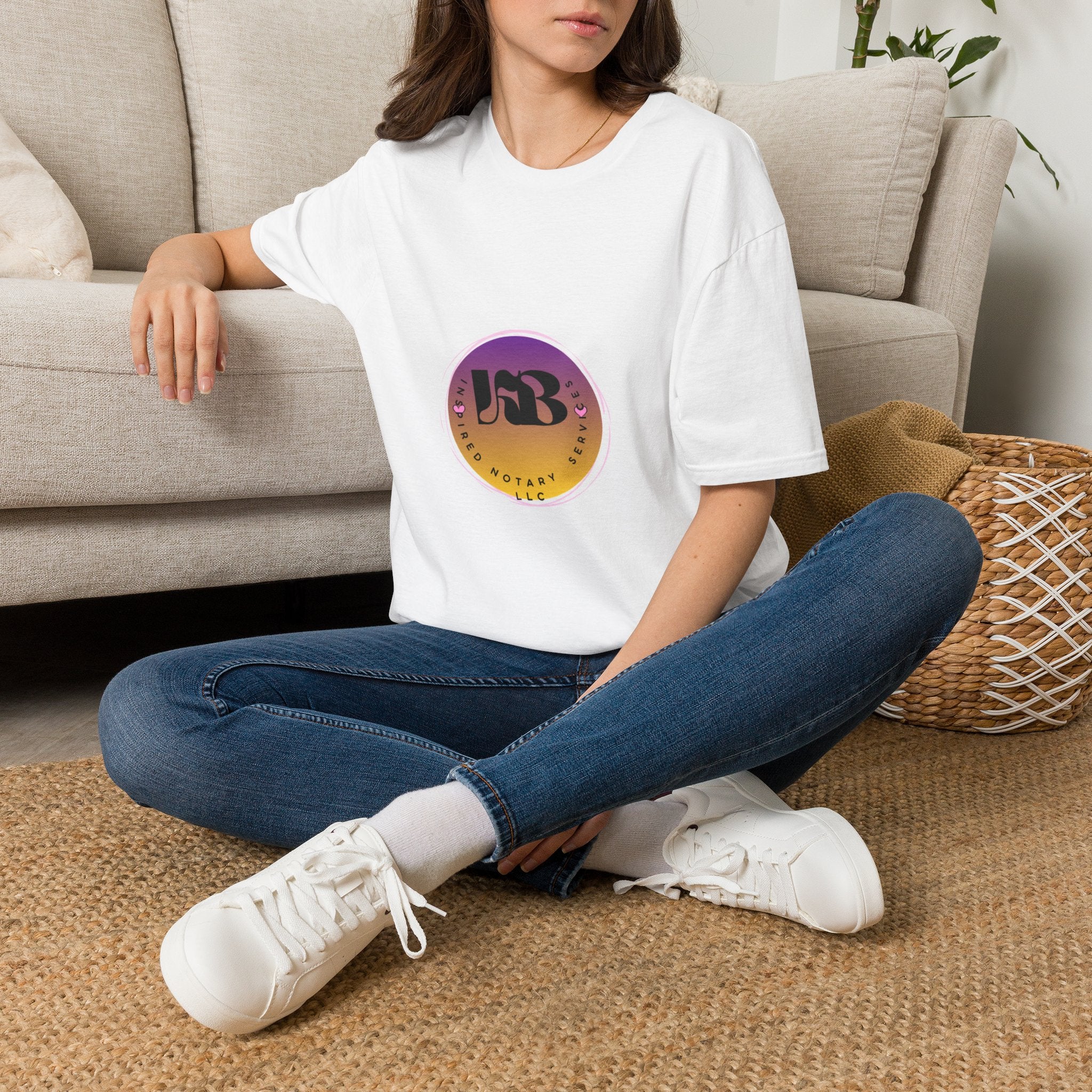 Retro Sunset Logo T-Shirt | Gradient Circle Brand Emblem
