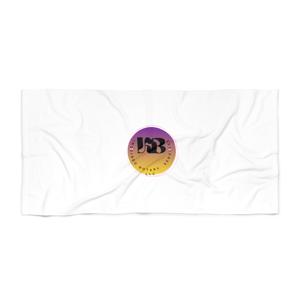Sunset Circle Logo Beach Towel | Gradient Purple Orange Emblem