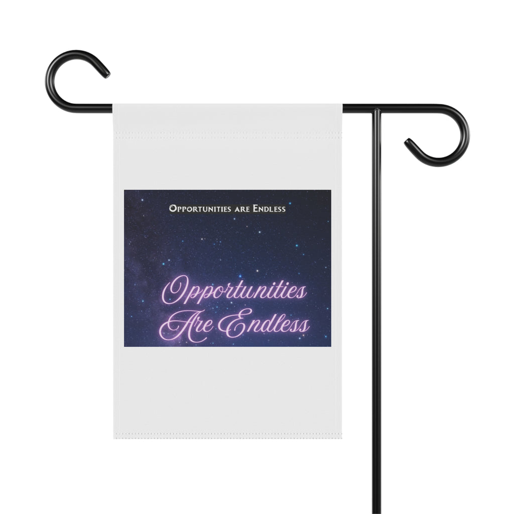 Opportunities Are Endless Garden & House Banner | Motivational Script on Starry Night