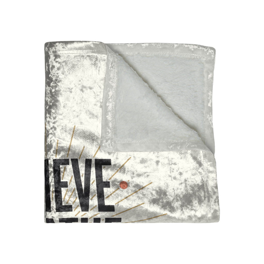 Crushed Velvet Blanket – 'Believe Breathe Begin' Inspirational Throw, One Day at a Time Cozy Decor
