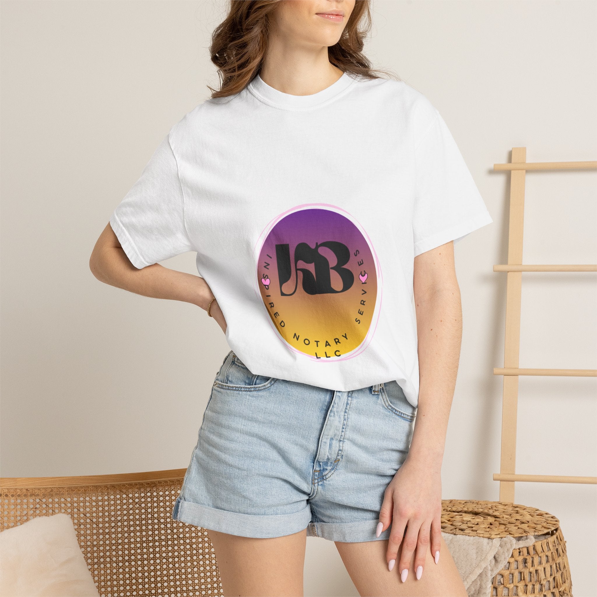Sunset Gradient JB Notary Logo T-Shirt | Circular Badge Graphic