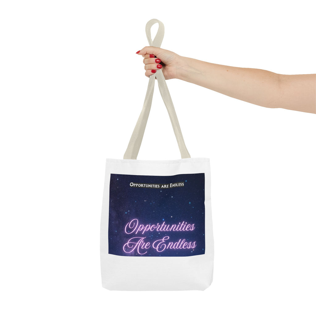 Opportunities Are Endless tote bag | Motivational Quote, Starry Night Design
