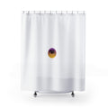 Purple Gradient Logo Shower Curtain | Minimal Circle Emblem