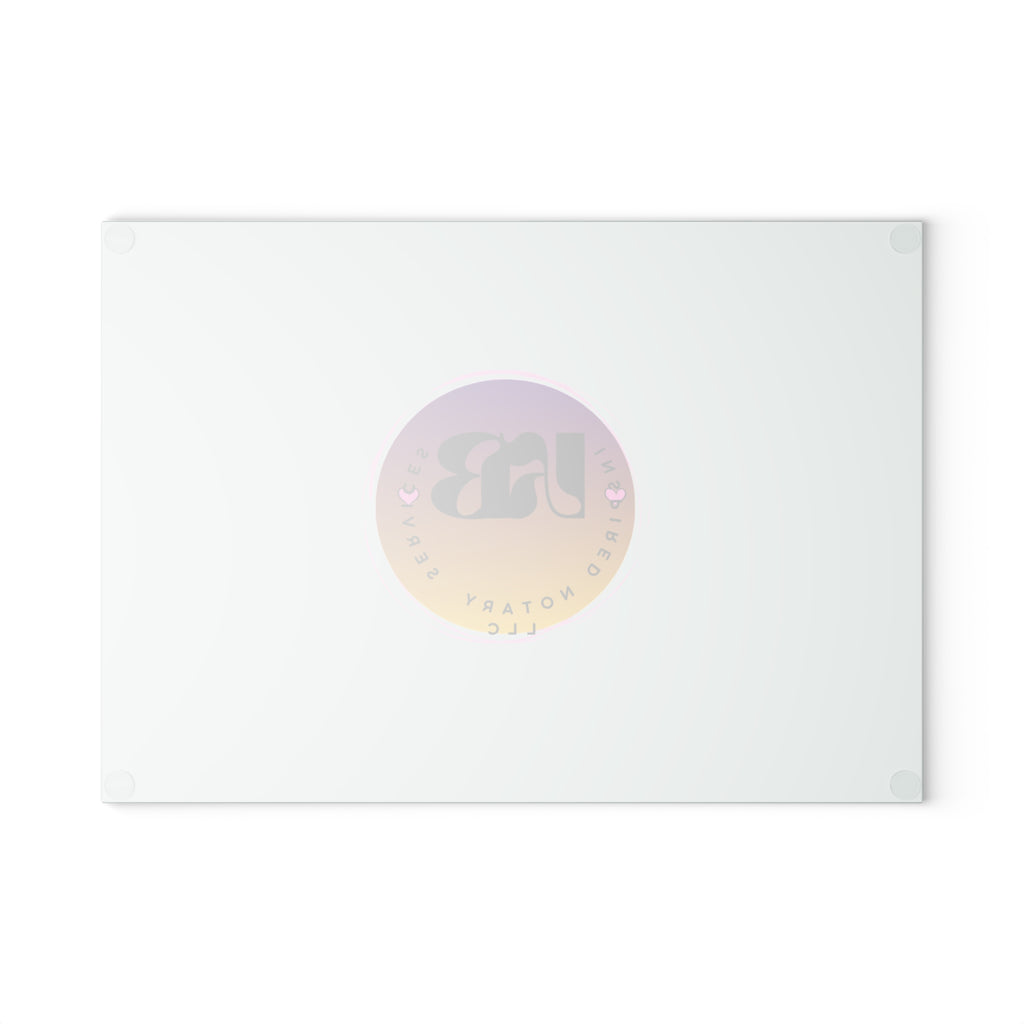 Gradient Round Logo Glass Cutting Board | Pastel Ombre Notary Emblem