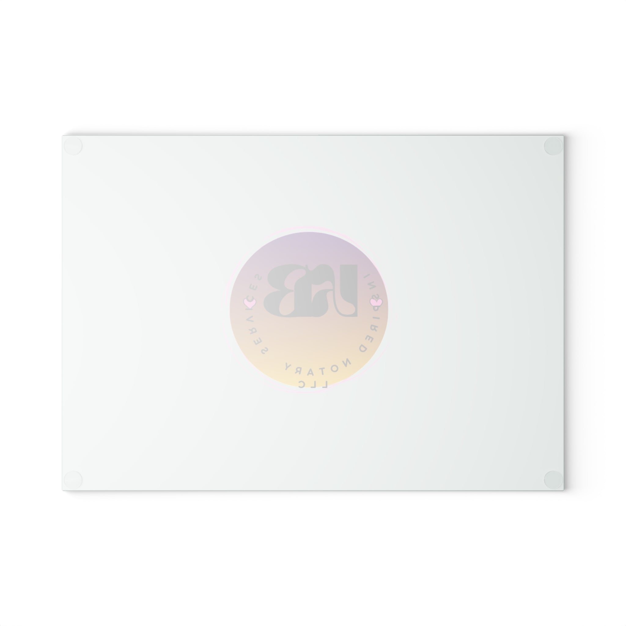 Gradient Round Logo Glass Cutting Board | Pastel Ombre Notary Emblem