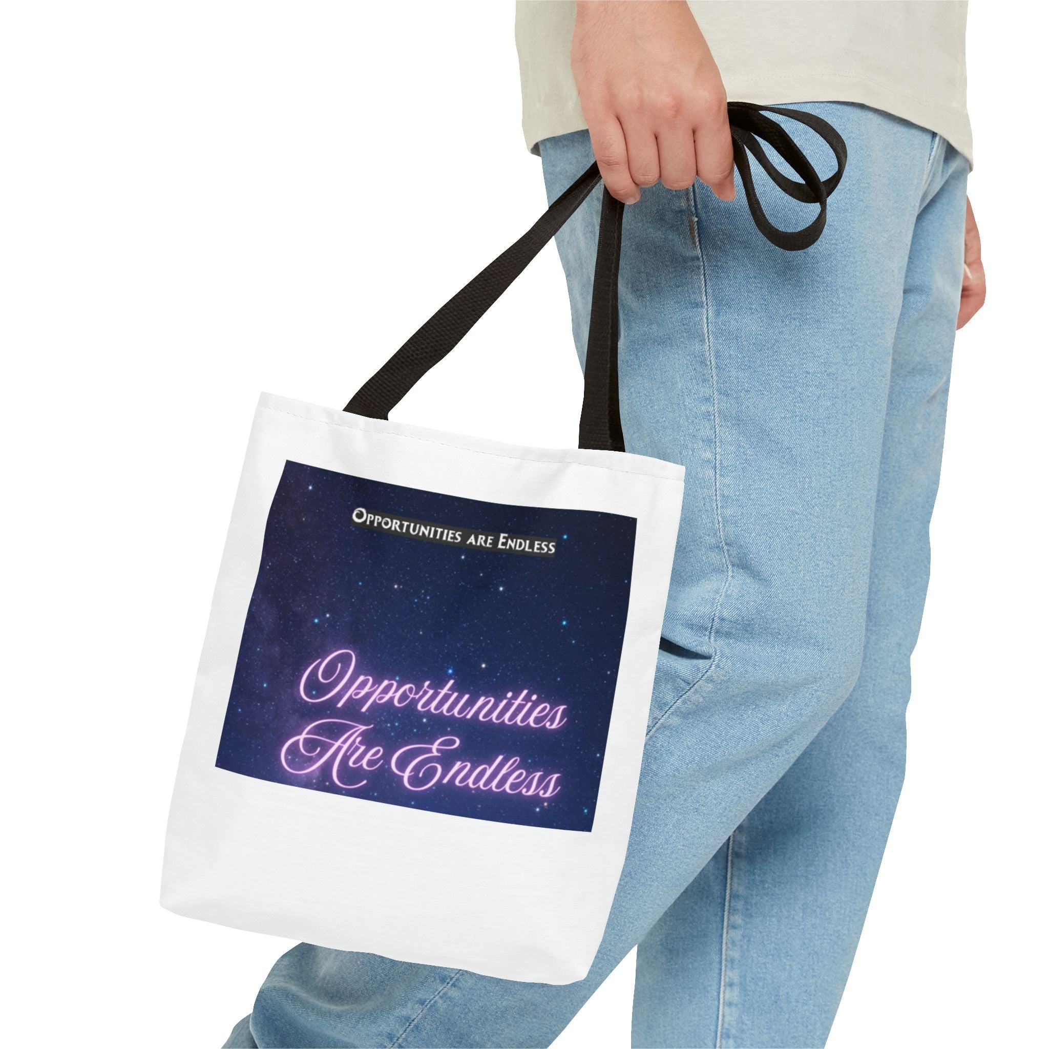 Opportunities Are Endless tote bag | Motivational Quote, Starry Night Design