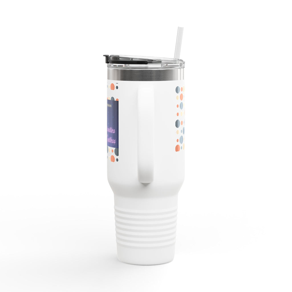 40oz Insulated Travel Mug — 'Opportunities Are Endless' Motivational Galaxy Design