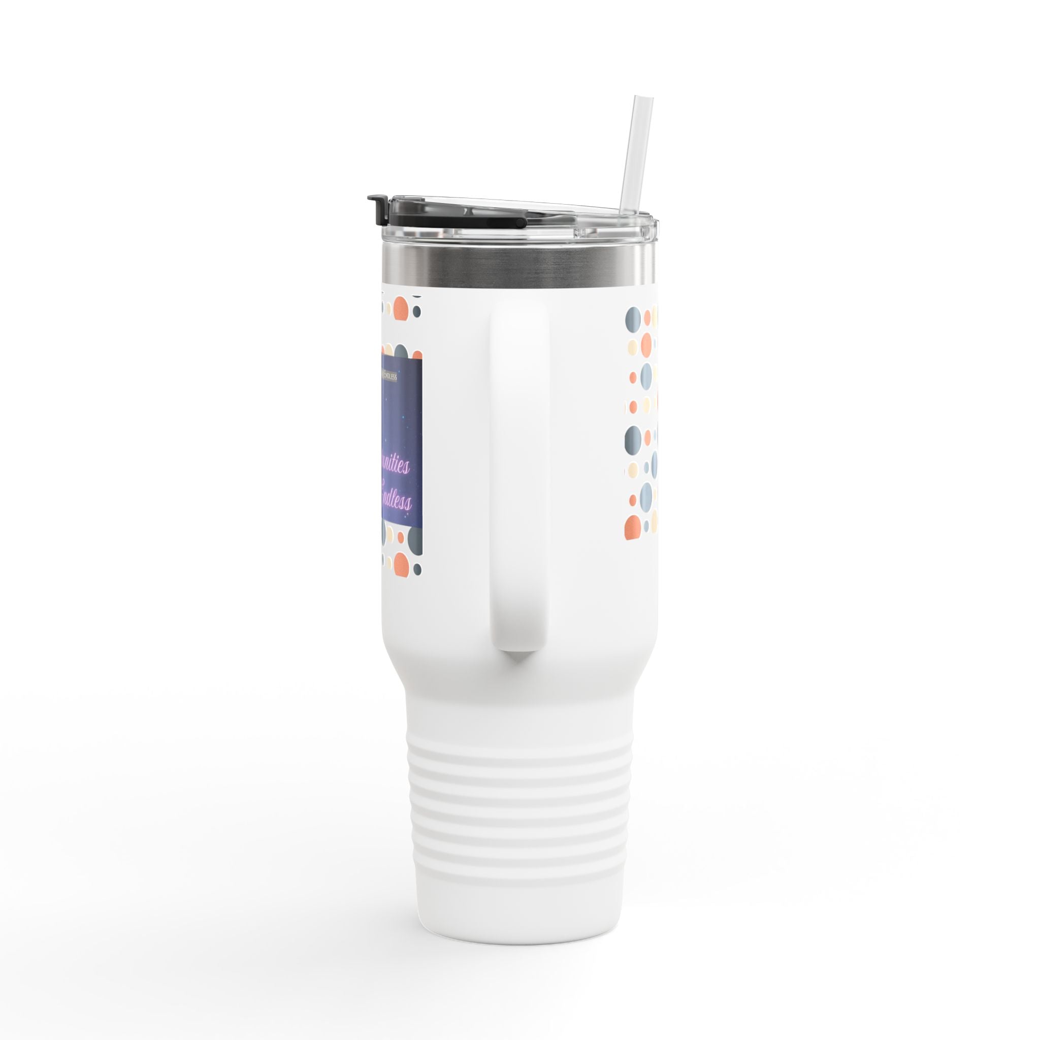 40oz Insulated Travel Mug — 'Opportunities Are Endless' Motivational Galaxy Design