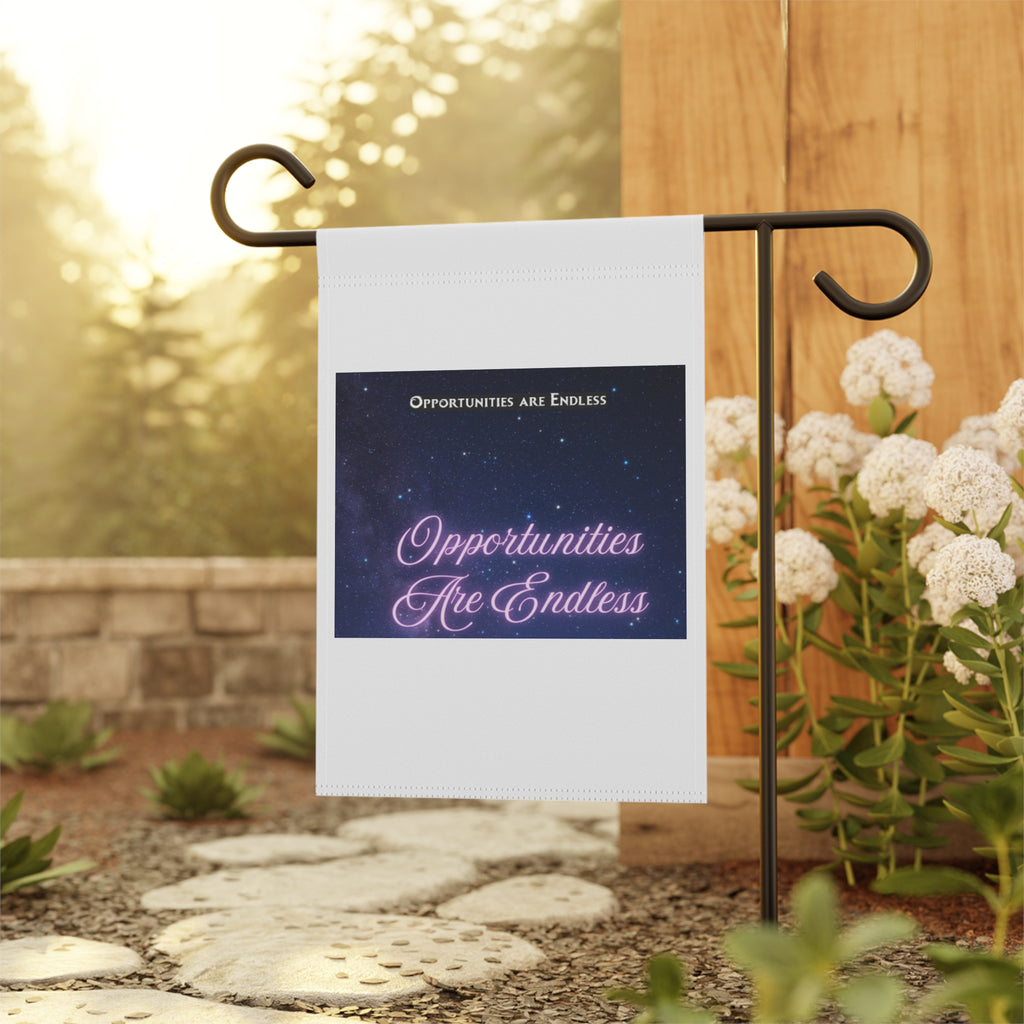Opportunities Are Endless Garden & House Banner | Motivational Script on Starry Night