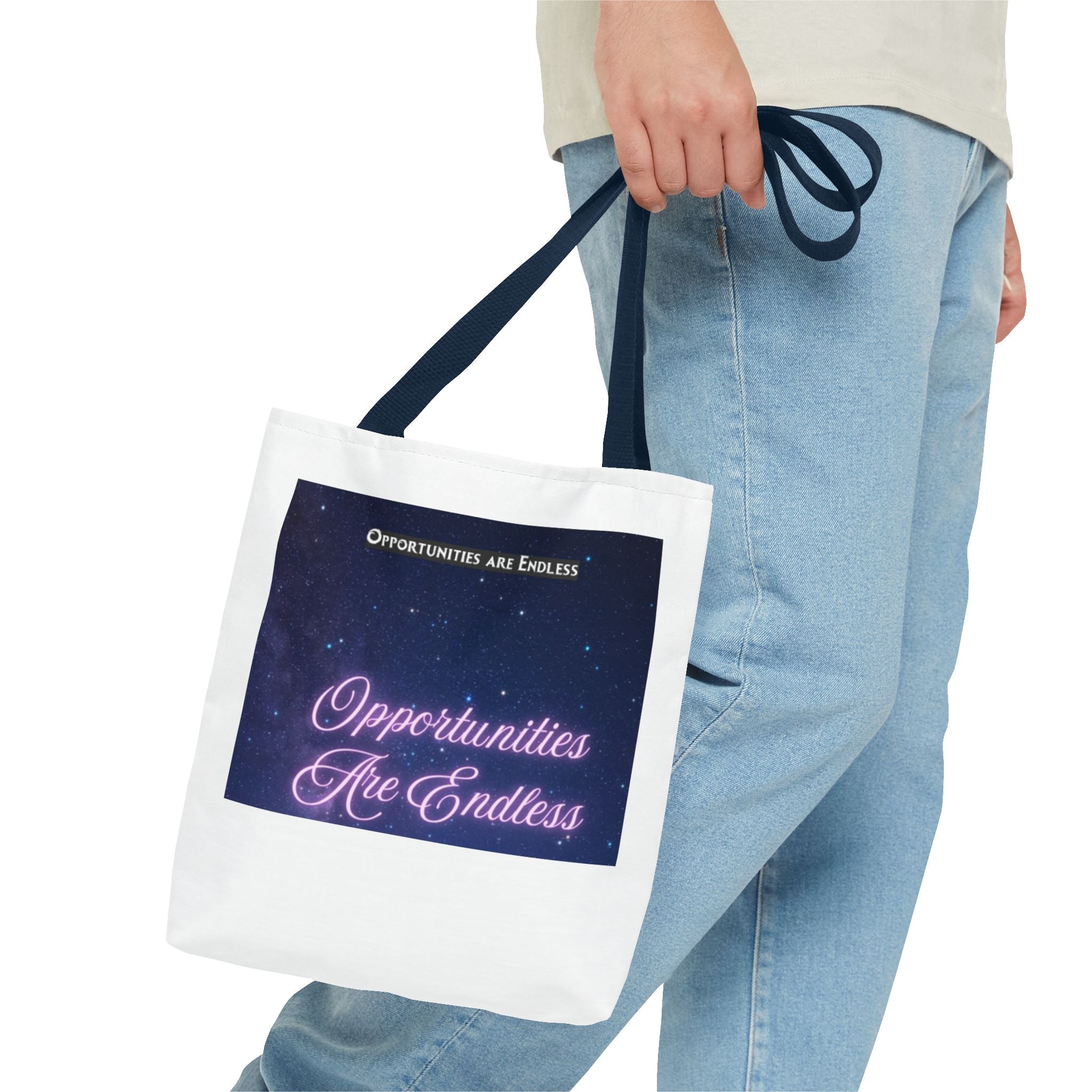 Opportunities Are Endless tote bag | Motivational Quote, Starry Night Design